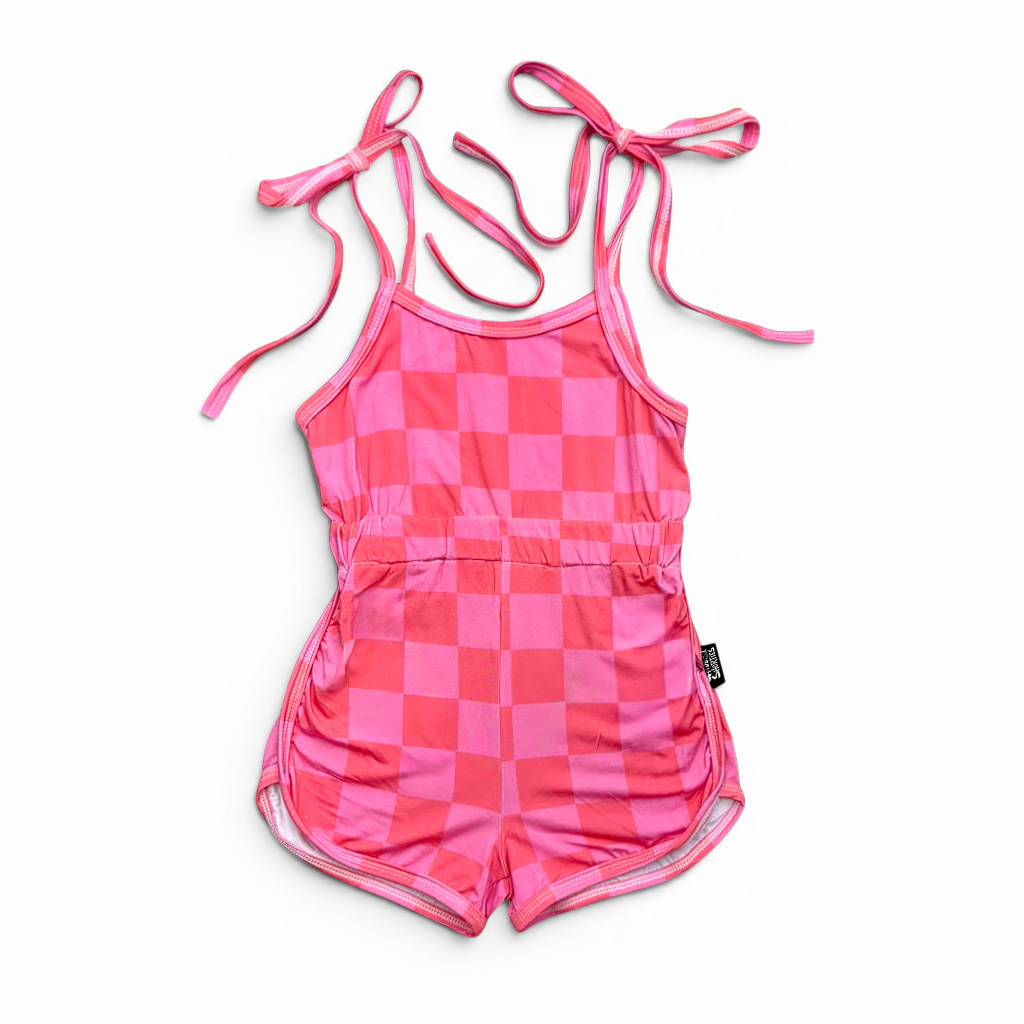 Summer Checks | Tie Shoulder Romper